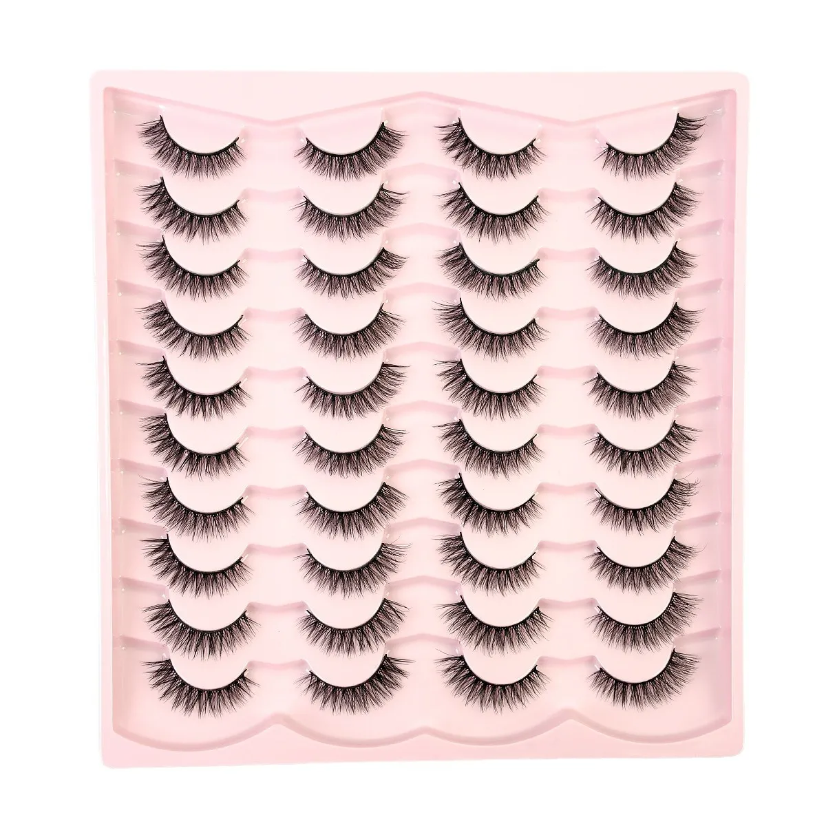 20 Pairs 3D Volume Strip Lashes – Natural Curl Fluffy Faux Mink False Eyelashes, Volumizing & Curling Synthetic Eye Lashes Pack, Reusable for Everyday Wear